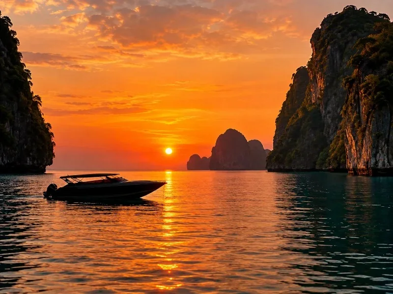 Maya Bay al atardecer y plancton en lancha rápida